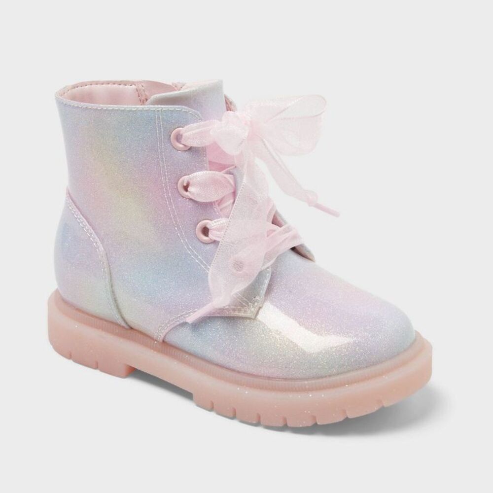 Toddler Girls' Geneva Ankle Boots - Cat & Jack Light Pink/Blue/Yellow 8T